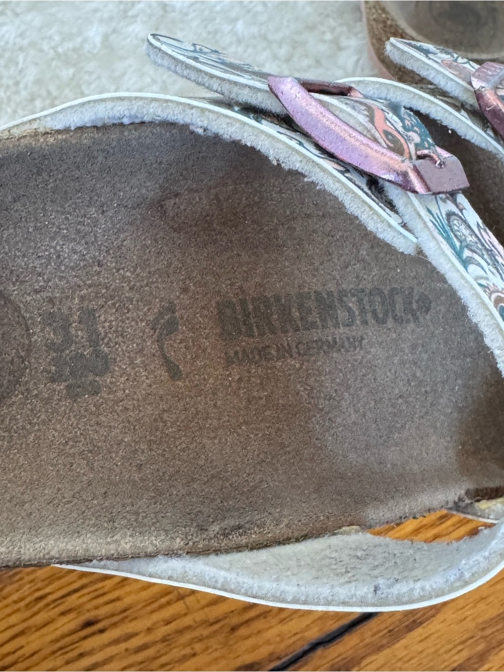 Birkenstock Print Pink Cork Footbed Girls  Sandals Sz 31 - Picture 6 of 10
